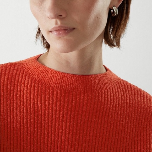 COS Orange Ribbed Knit Sweater – Soft Cotton Blend, XS - Picture 3 of 8